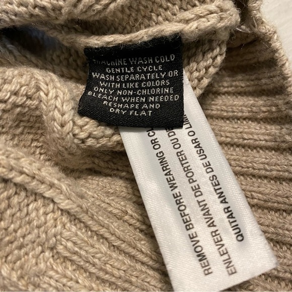 Kenneth Roberts Shawl Neck Cable Knit Sweater, Oatmeal, Size XL - Picture 4 of 6